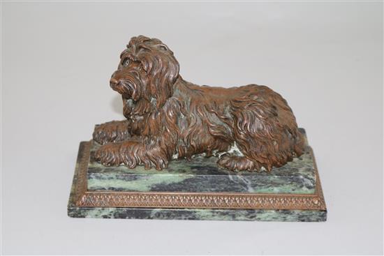 A late 19th century French bronze model of a terrier, 8in.